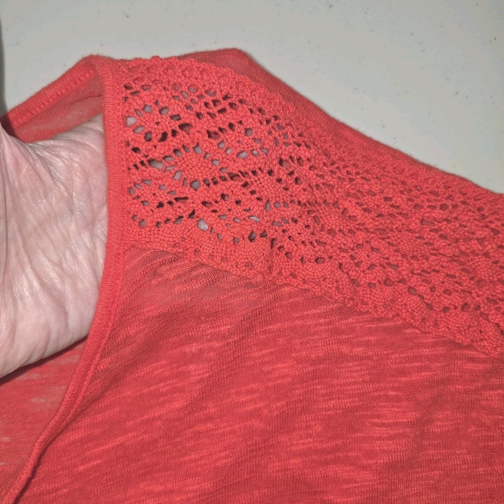 Cato Orange Short Sleeve V Neck Embroidered Top Size XL - Picture 5 of 7